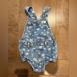 Old Navy Blue Floral Denim Overalls